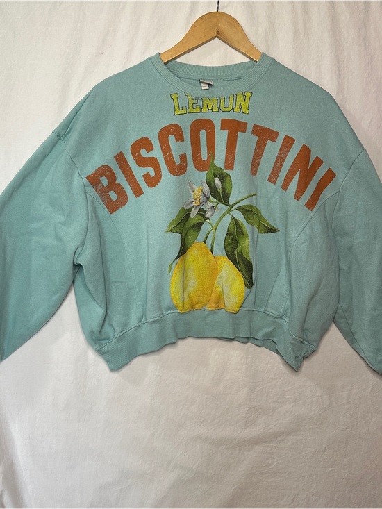 threads by luxx Tops - Lux Aqua Cropped Sweatshirt with Biscottini Lemon Graphic